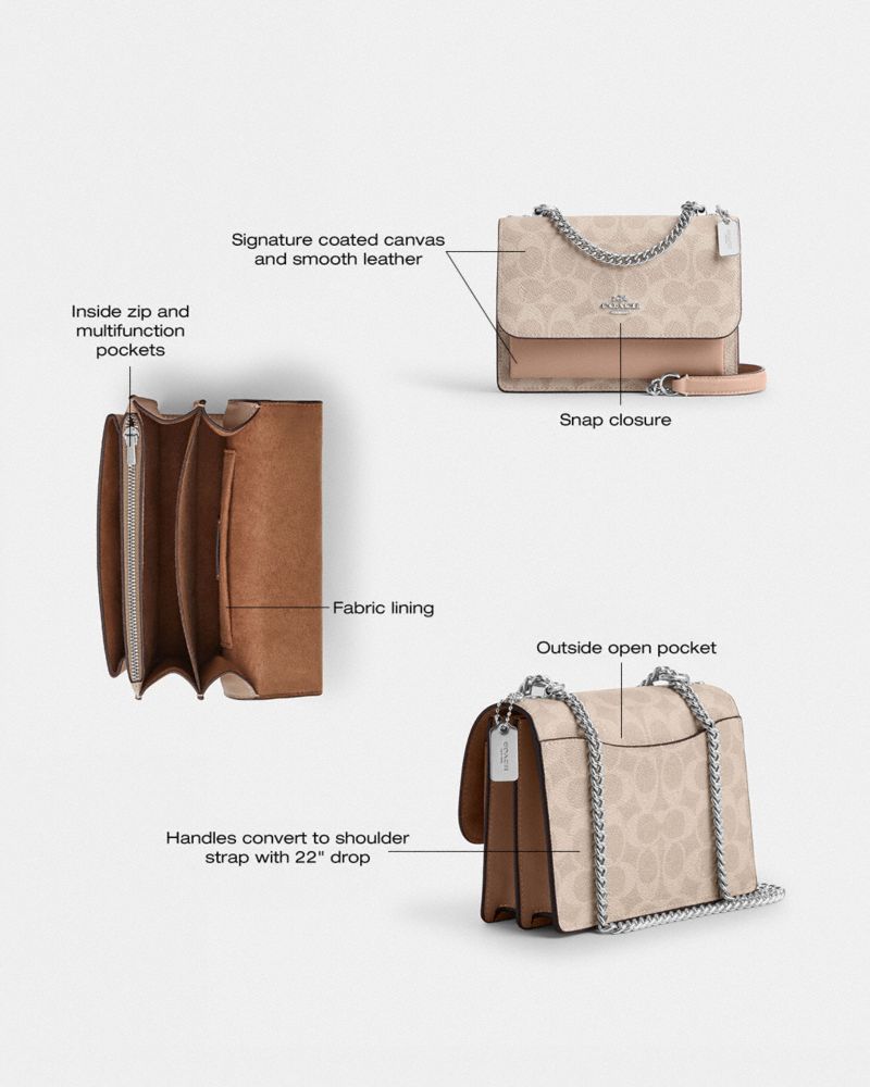 Coach Mini Klare Crossbody Bag In Signature Canvas Silver Sand Taupe