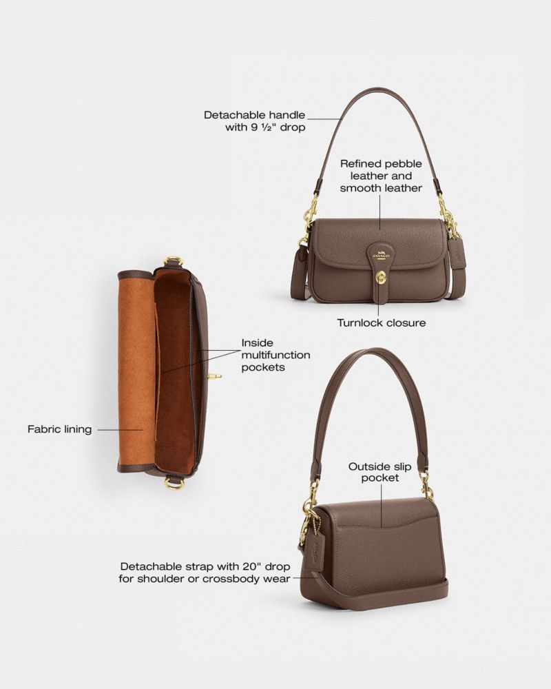 Coach Hadley Shoulder Bag Gold Dark Stone
