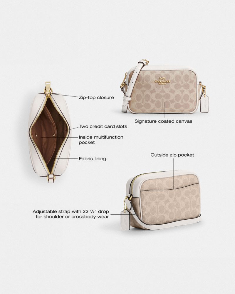 Coach Mini Jamie Camera Bag In Signature Canvas Gold Sand Chalk