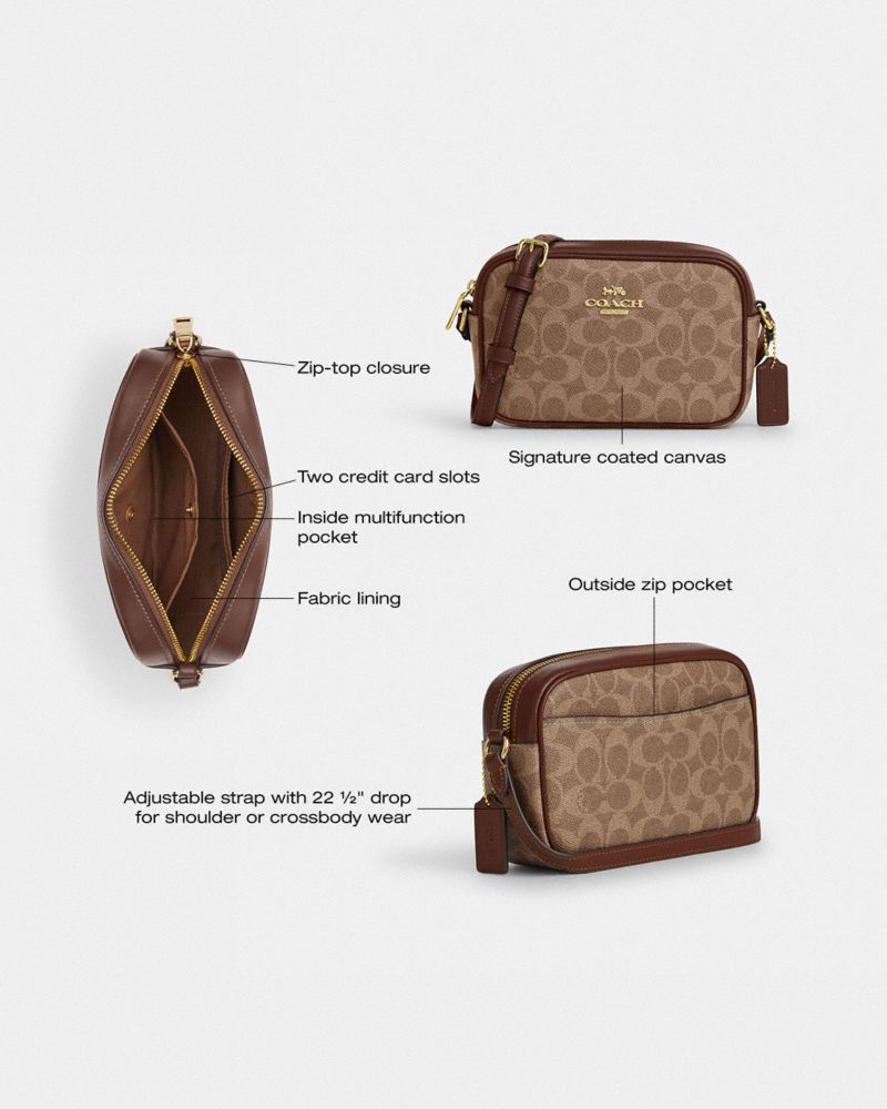 Coach Mini Jamie Camera Bag In Signature Canvas Gold Tan Brown