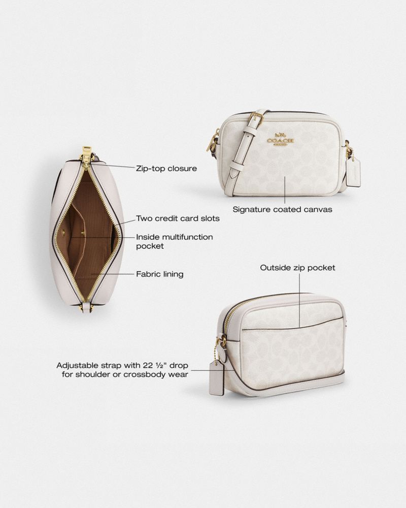 Coach Mini Jamie Camera Bag In Signature Canvas Gold White Chalk