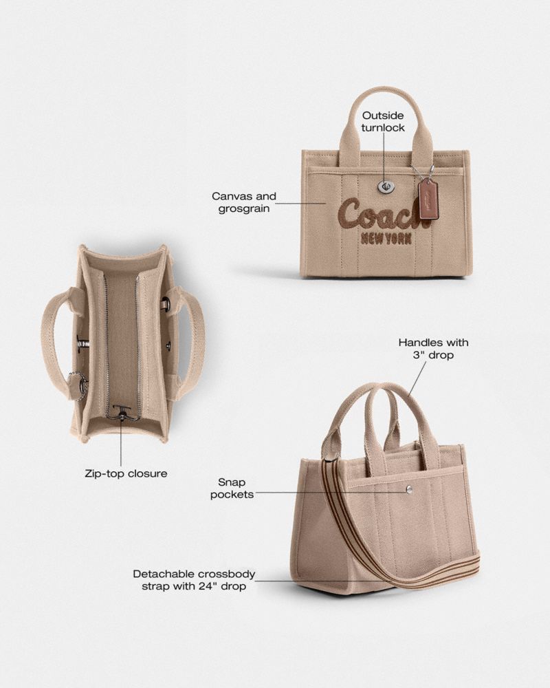 Coach Cargo Tote Bag 20 Silver Dark Natural