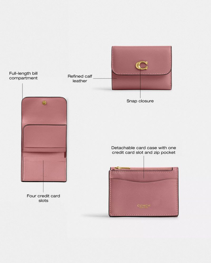 Coach Essential Card Holder Wallet Brass Peony