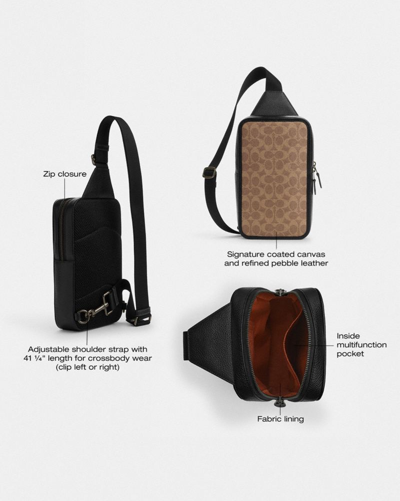 Coach Sullivan Pack In Signature Canvas Gunmetal Tan Black