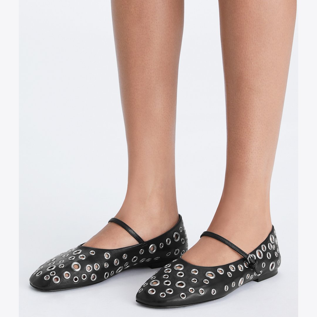 Tory Burch Eyelet Mary Jane Ballet PERFECT BLACK