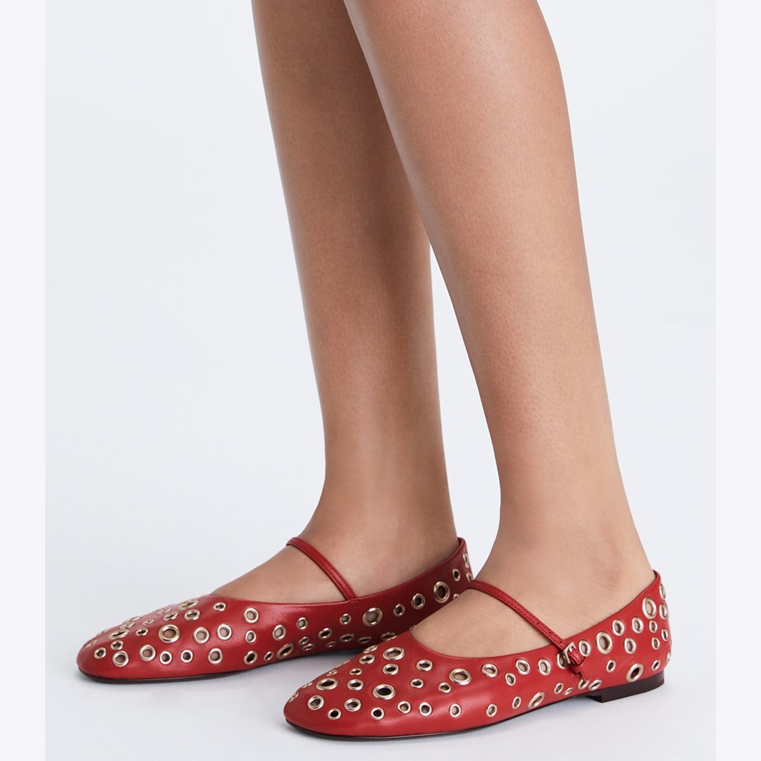 Tory Burch Eyelet Mary Jane Ballet TORY RED