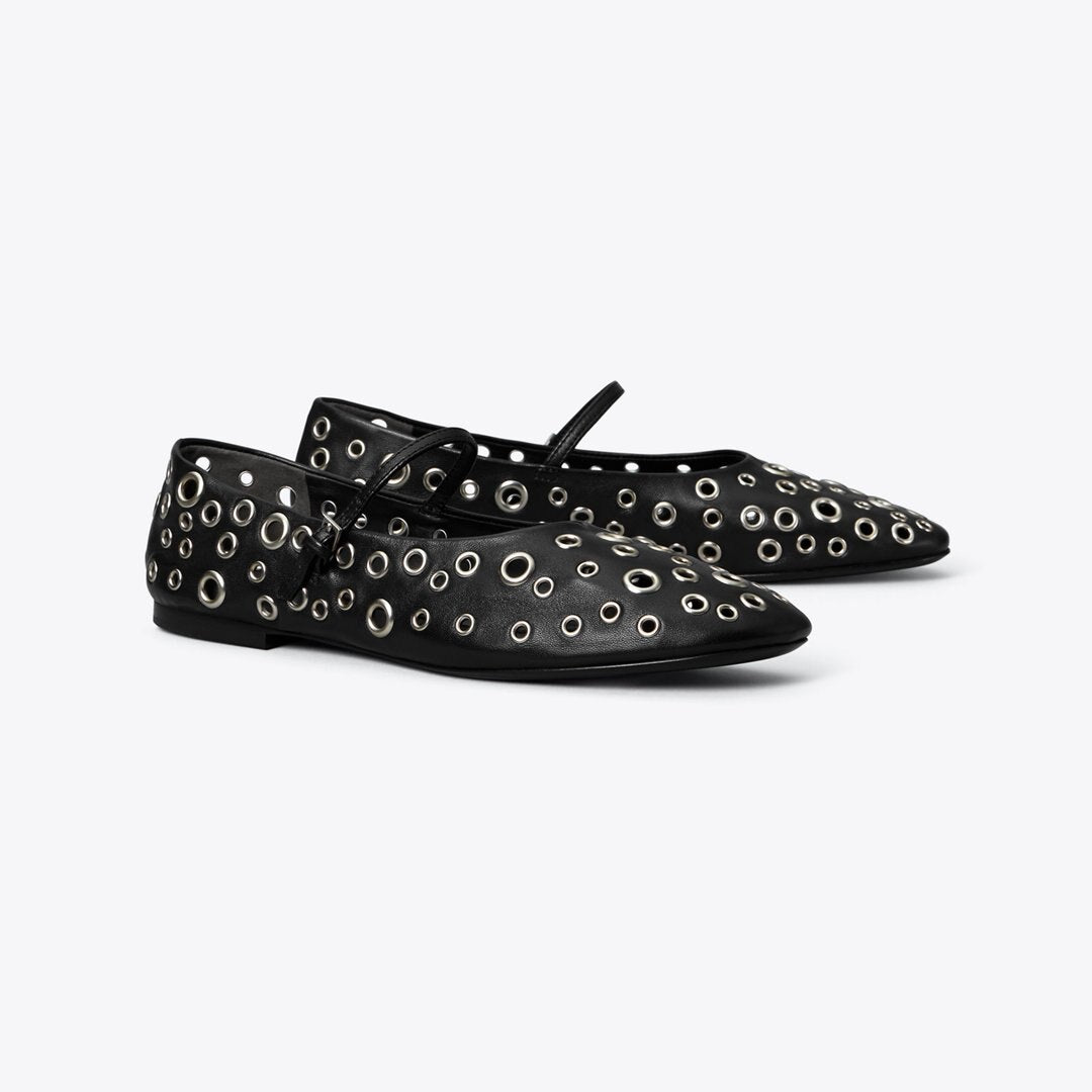 Tory Burch Eyelet Mary Jane Ballet PERFECT BLACK