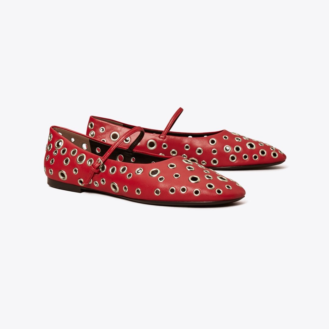 Tory Burch Eyelet Mary Jane Ballet TORY RED