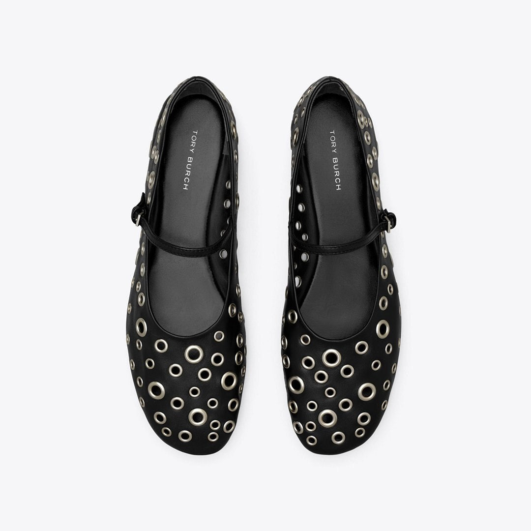 Tory Burch Eyelet Mary Jane Ballet PERFECT BLACK