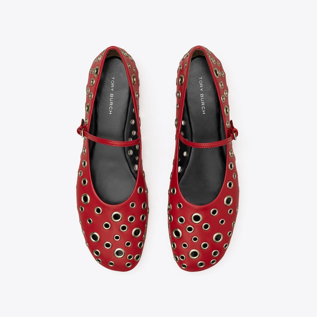 Tory Burch Eyelet Mary Jane Ballet TORY RED