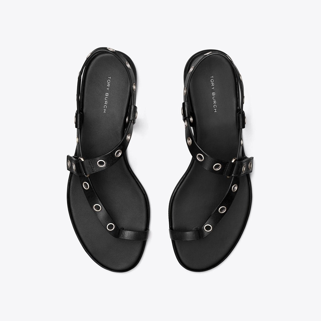 Tory Burch Eyelet Toe Ring Sandal PERFECT BLACK