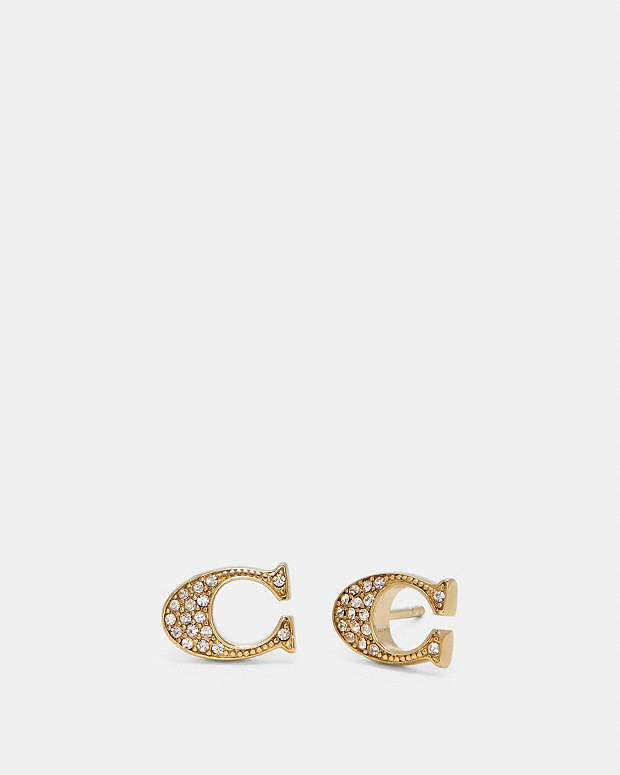 Signature Stud Earrings Gold Gold