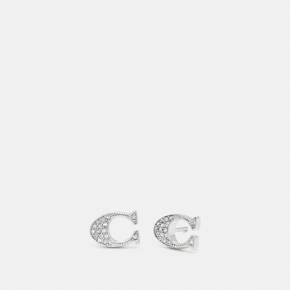 Coach Signature Stud Earrings Silver