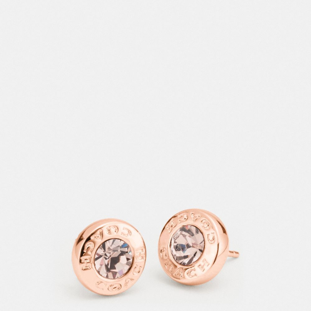 Coach Open Circle Stone Stud Earrings Rose Gold