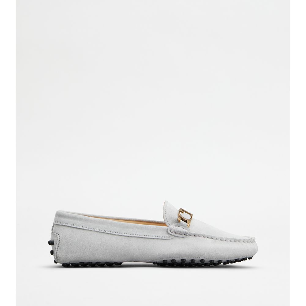 Tods Gommino Driving Shoes In Suede Grey Womens