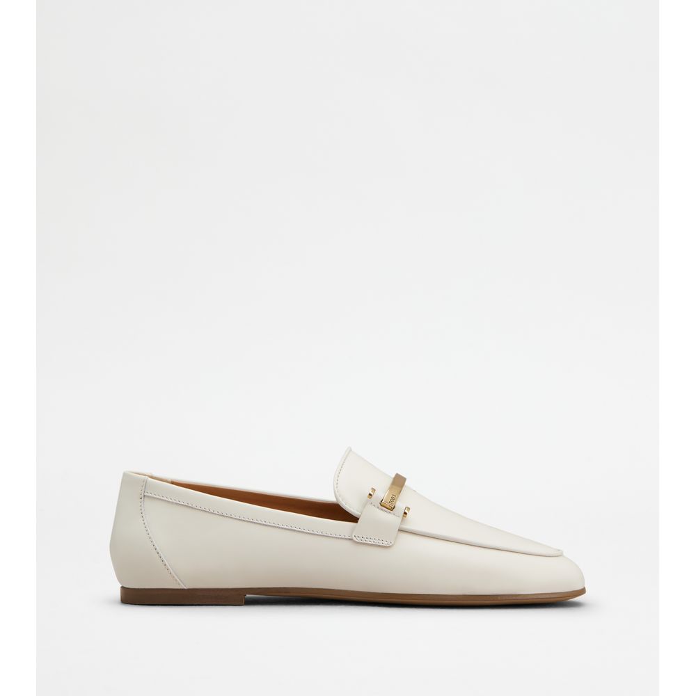 Tods Loafers In Leather White Womens