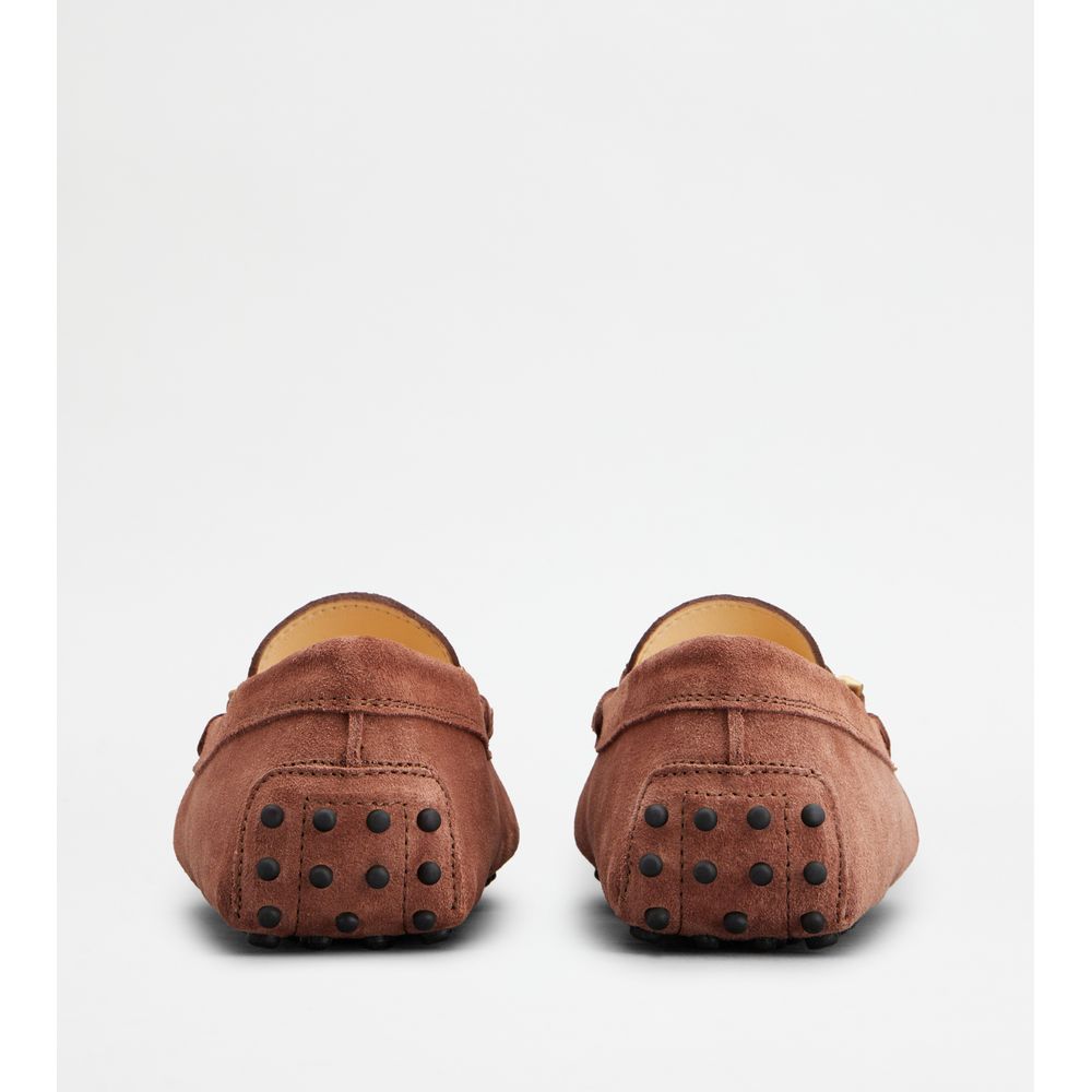 Tods Gommino Driving Shoes In Suede Brown Womens