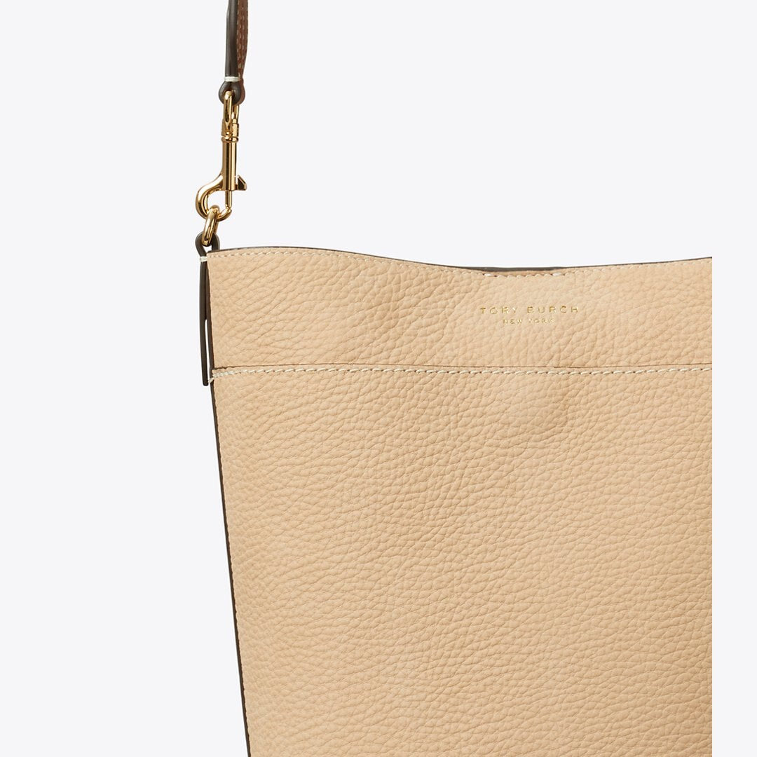 Tory Burch Felix Pebble Nubuck Bucket Bag Earthy Cane