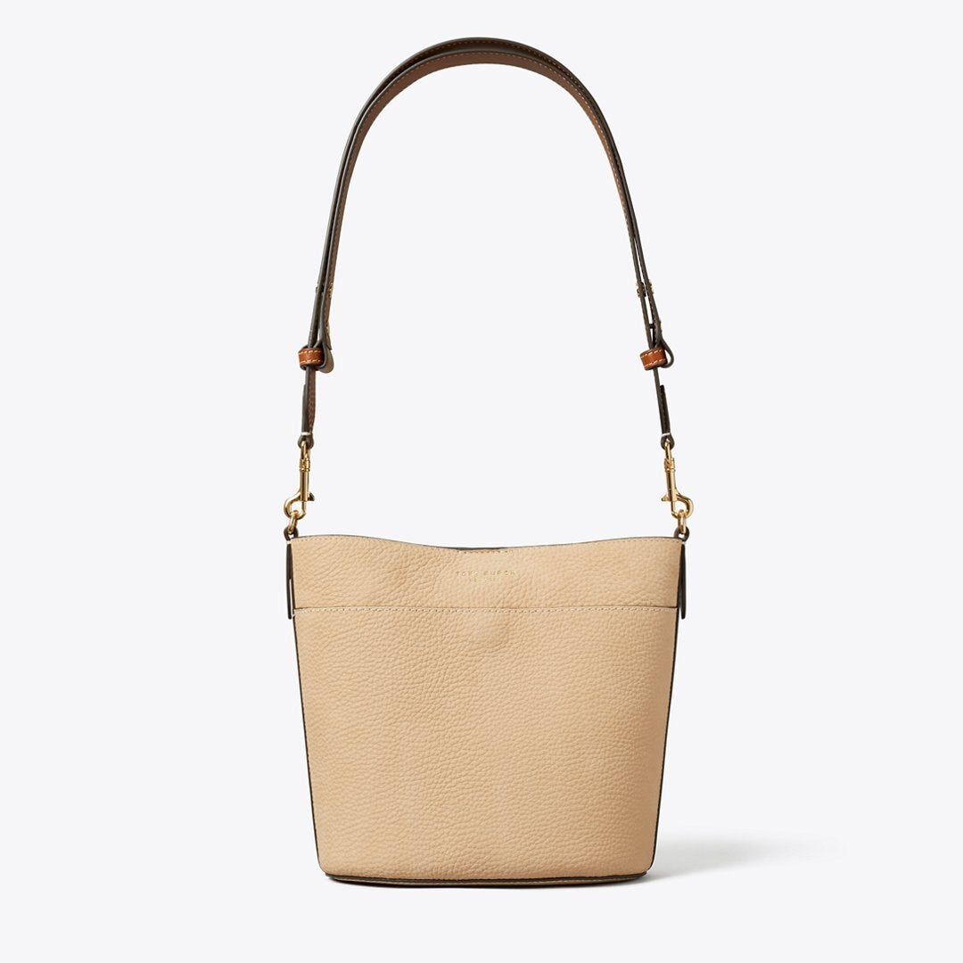 Tory Burch Felix Pebble Nubuck Bucket Bag Earthy Cane