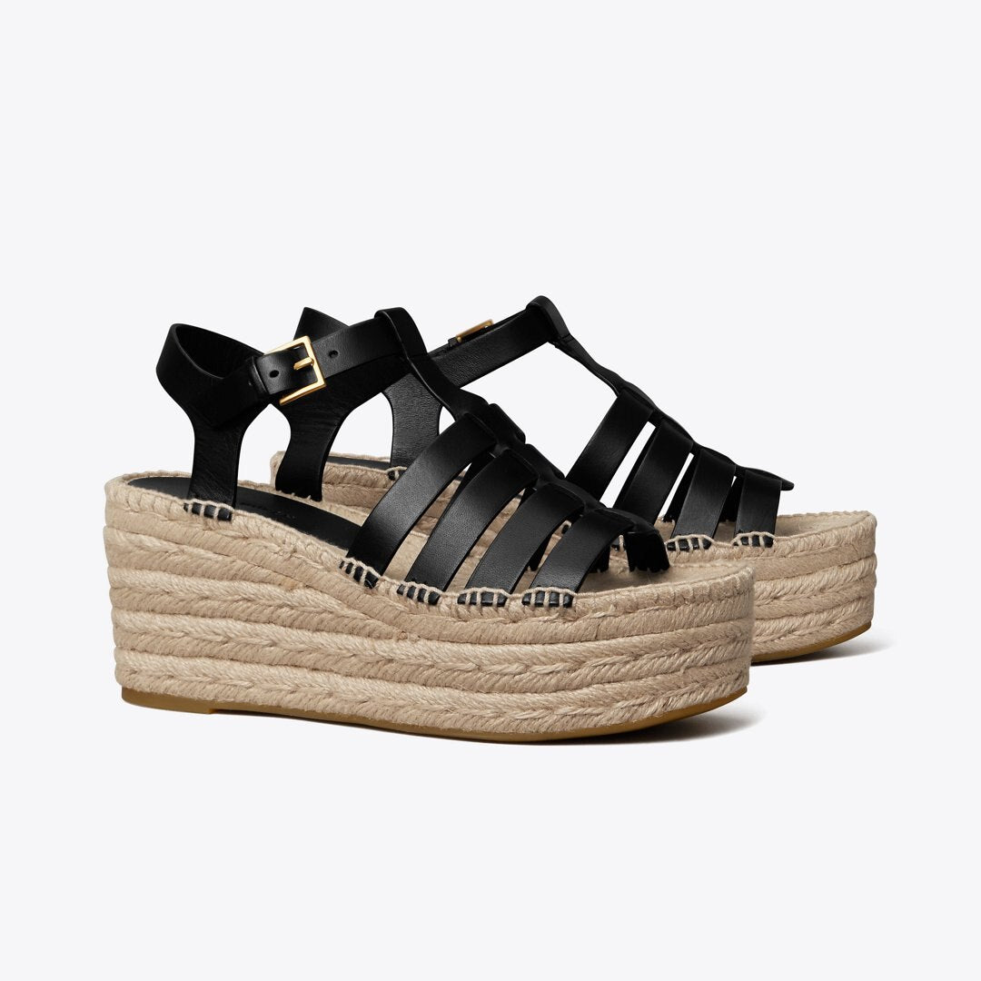 Tory Burch Fisherman Espadrille Wedge PERFECT BLACK