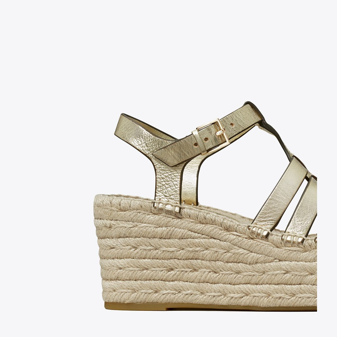 Tory Burch Fisherman Espadrille Wedge Spark Gold