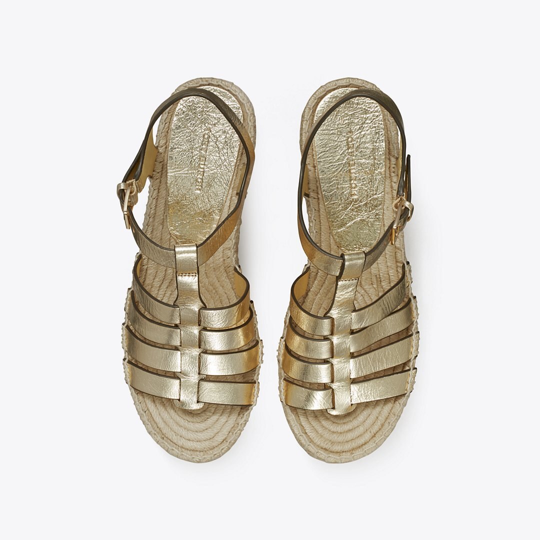 Tory Burch Fisherman Espadrille Wedge Spark Gold