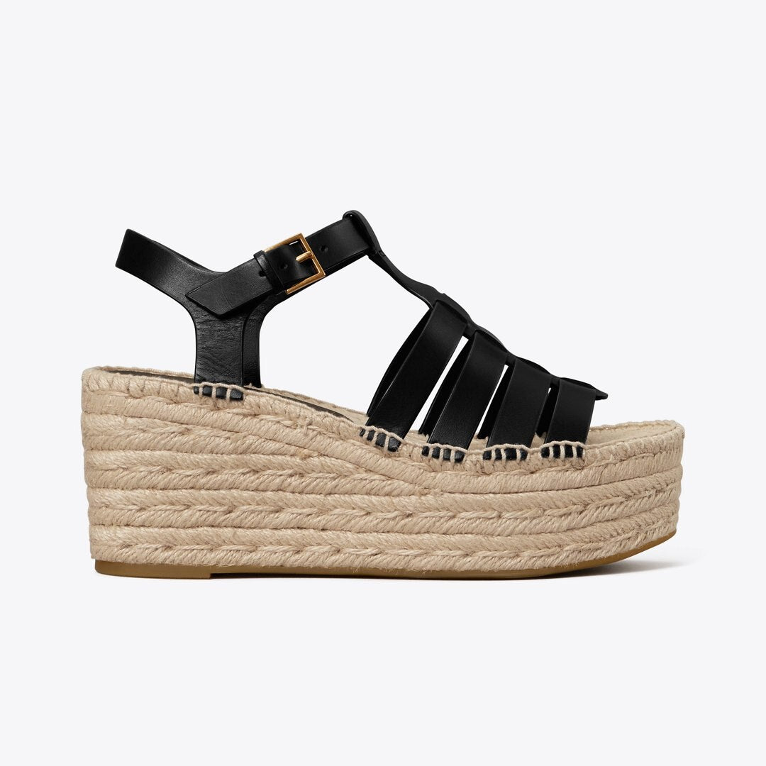 Tory Burch Fisherman Espadrille Wedge PERFECT BLACK