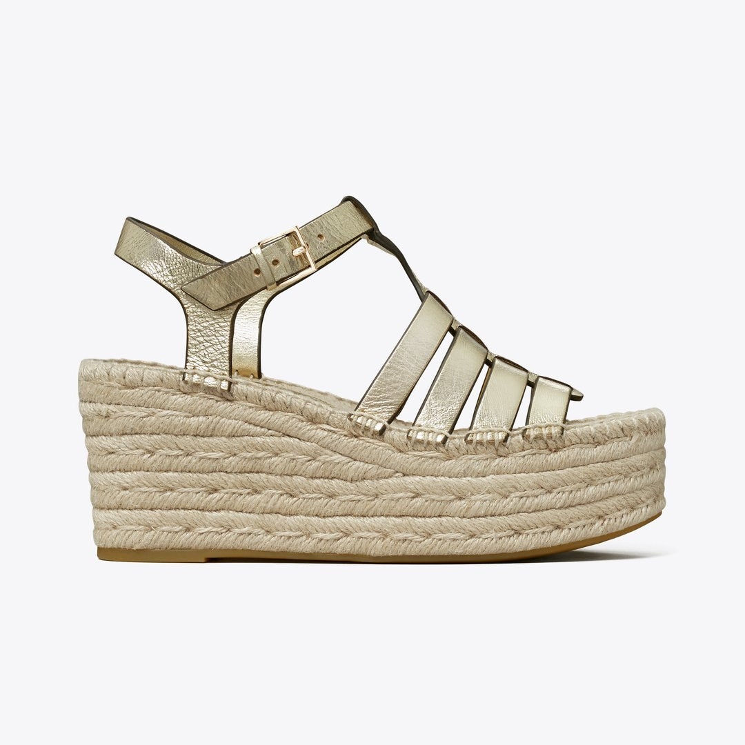 Tory Burch Fisherman Espadrille Wedge Spark Gold