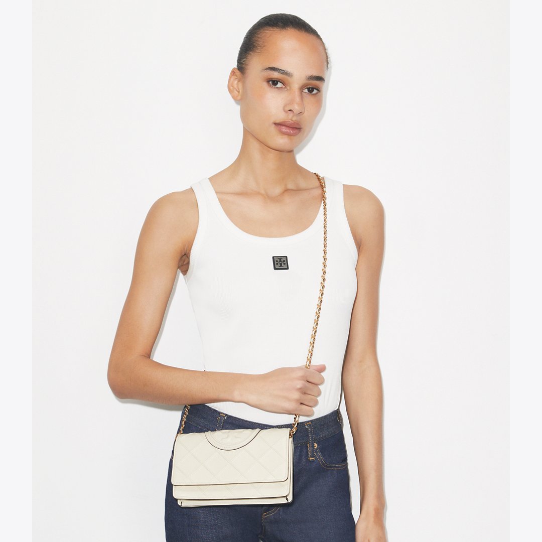 Tory Burch Fleming Crossbody Light Cream
