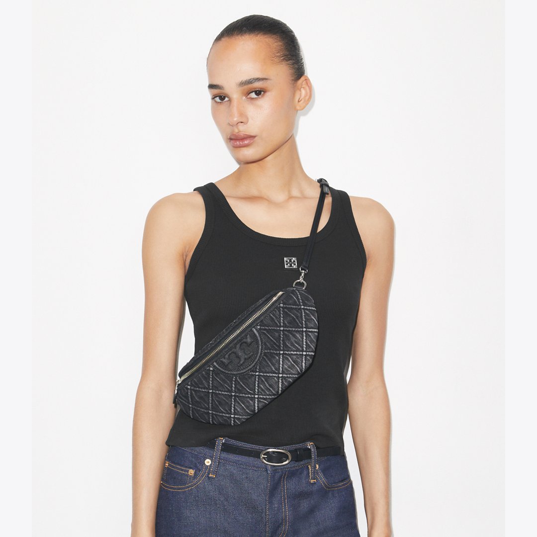 Tory Burch Fleming Denim Belt Bag Black