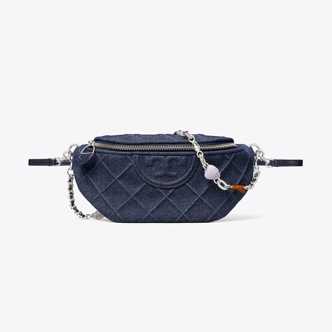 Tory Burch Fleming Denim Charm Belt Bag Blue