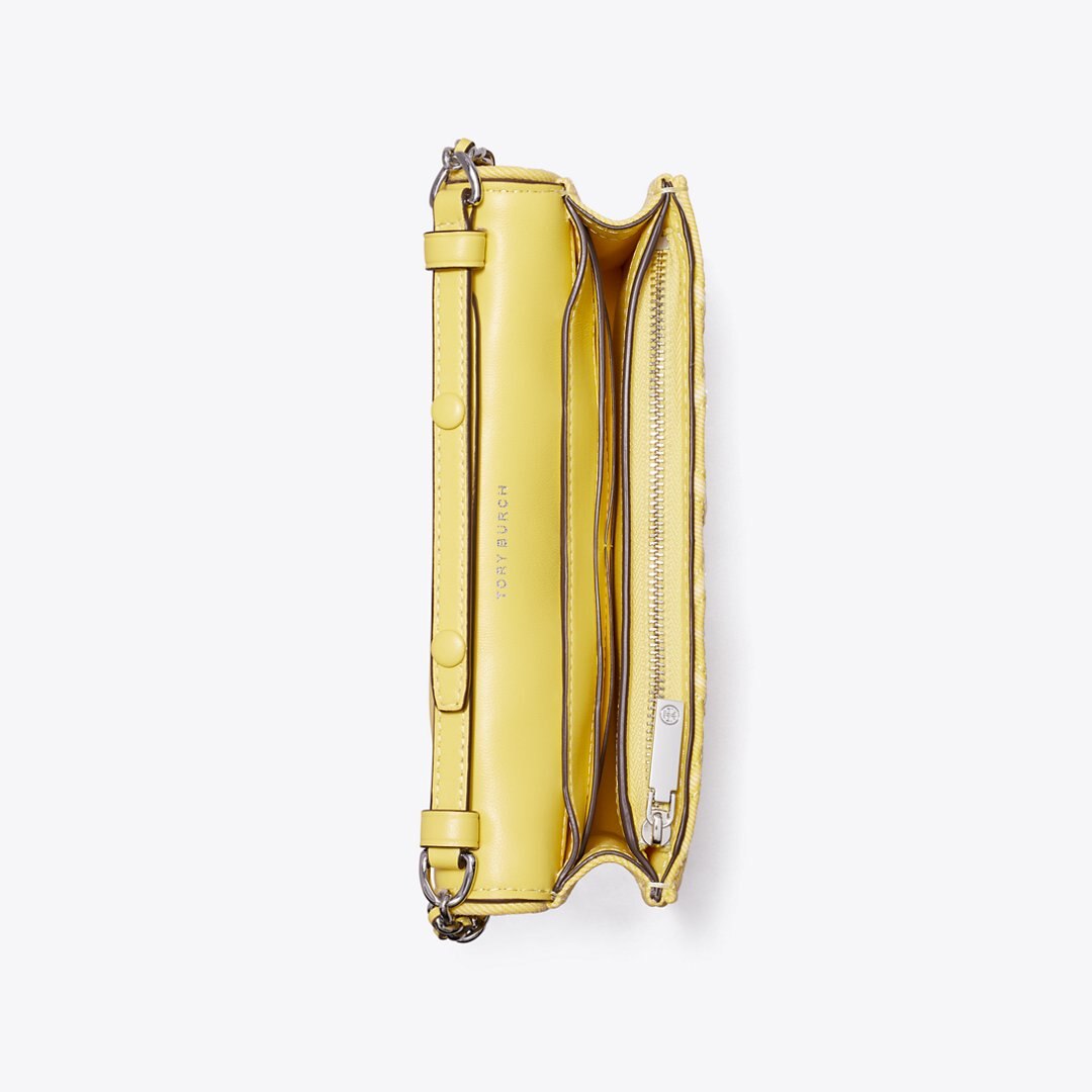 Tory Burch Fleming Denim Charm Chain Crossbody Yellow