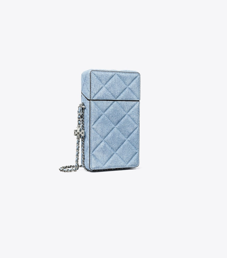 Fleming Denim-Print Suede Phone Crossbody Denim Denim