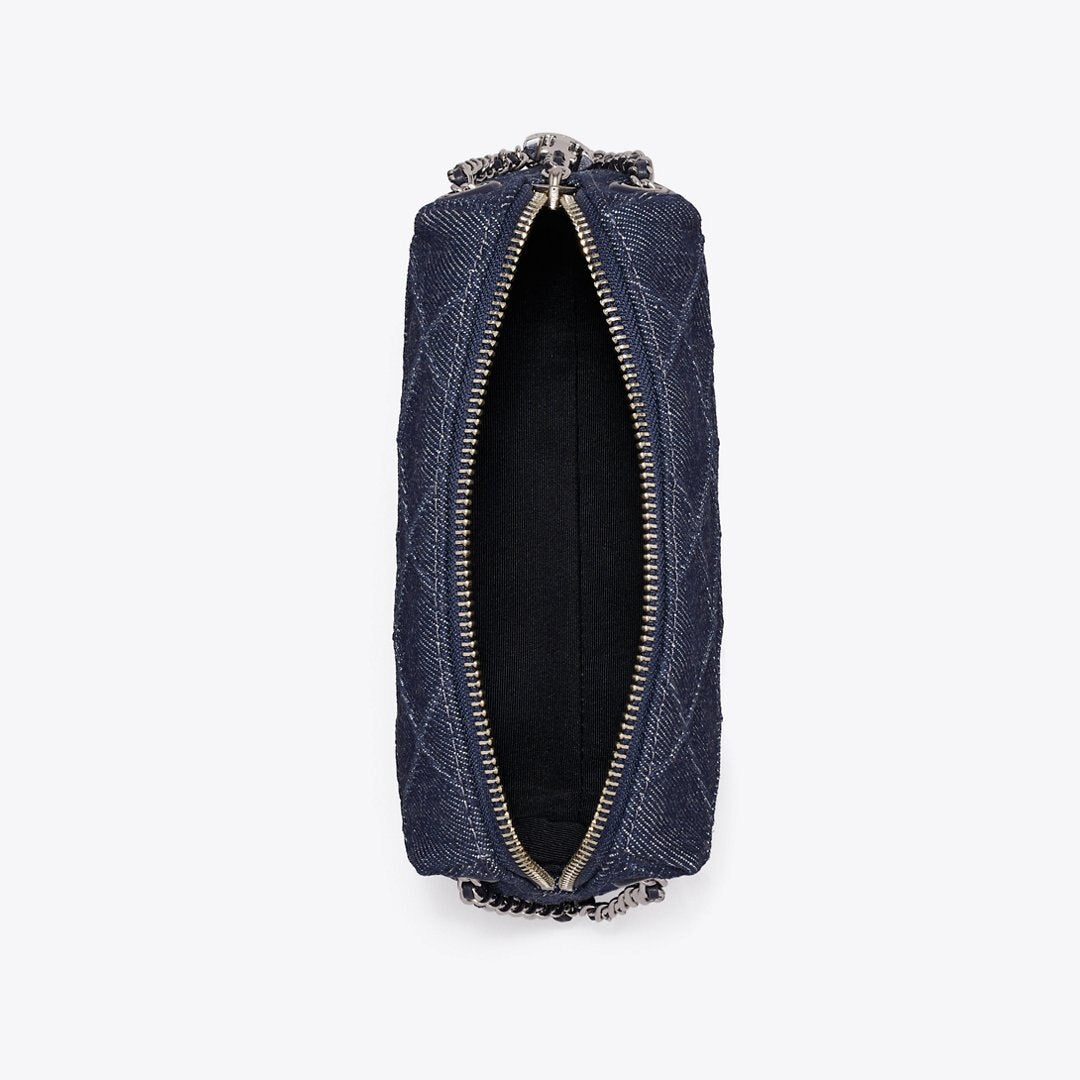 Tory Burch Fleming Denim Soft Crossbody Bag Blue