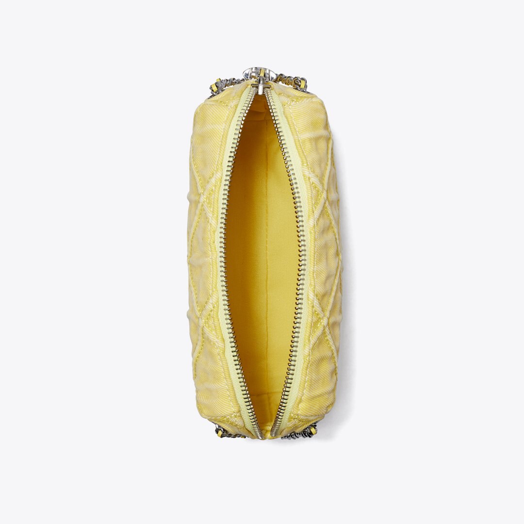 Tory Burch Fleming Denim Soft Crossbody Bag Yellow