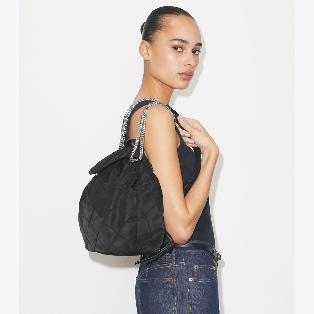 Tory Burch Fleming Nylon Backpack Black