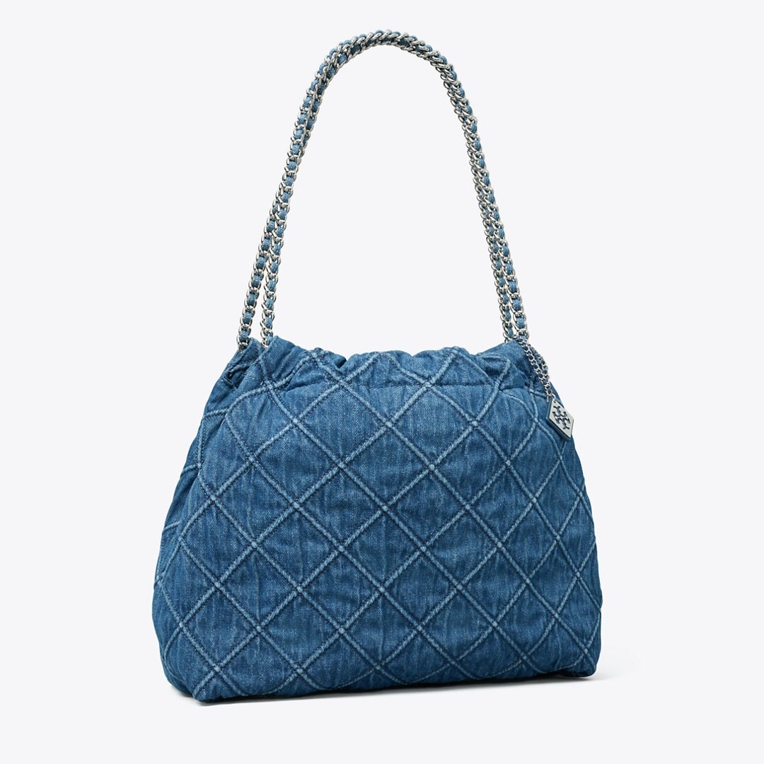 Tory Burch Fleming Soft Denim Hobo Bag Denim
