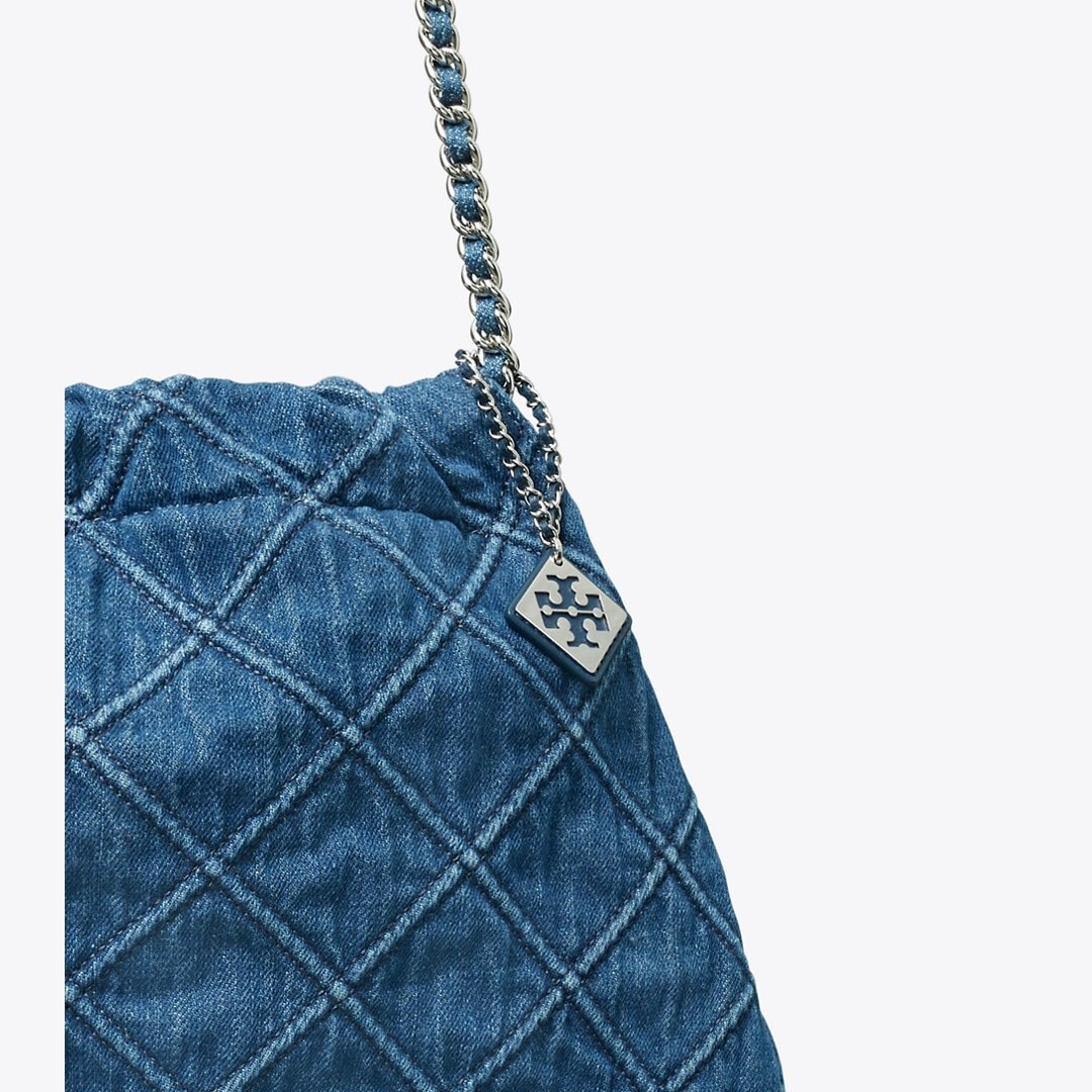 Tory Burch Fleming Soft Denim Hobo Bag Denim