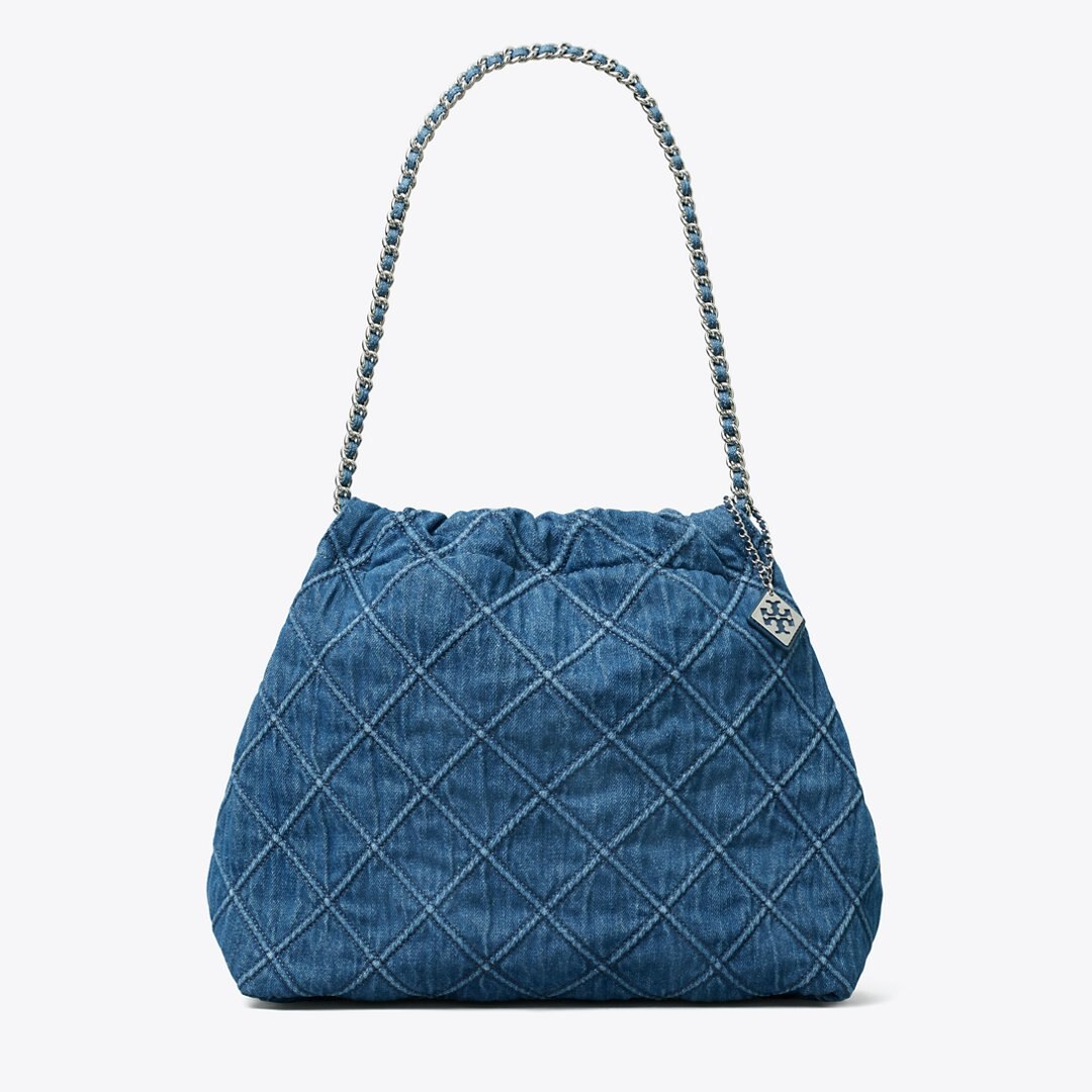 Tory Burch Fleming Soft Denim Hobo Bag Denim