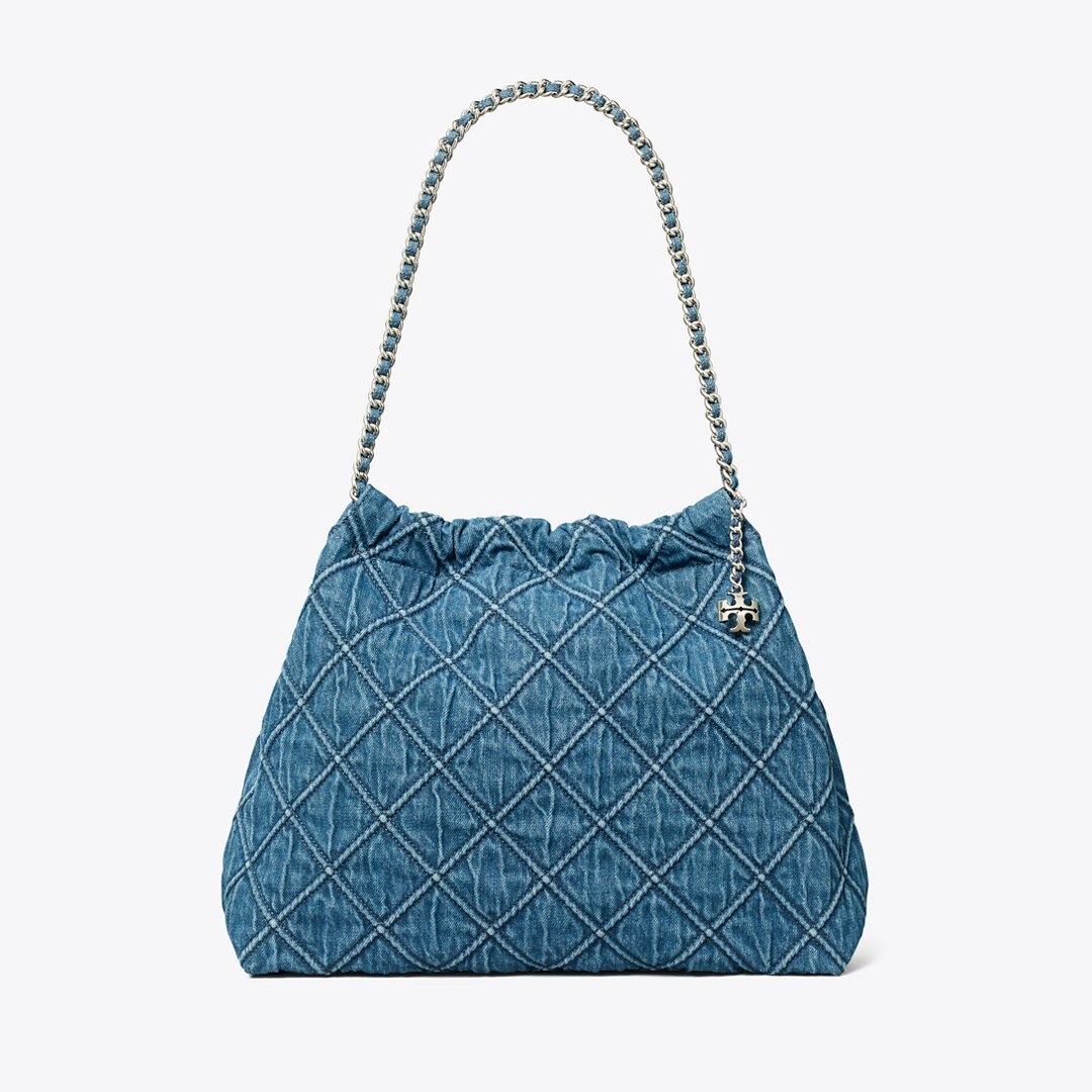 Tory Burch Fleming Soft Denim Hobo Bag Denim