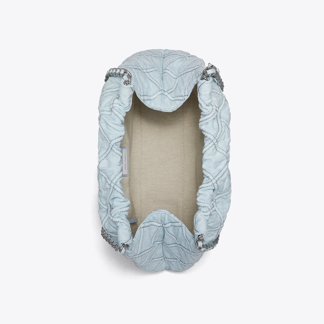 Tory Burch Fleming Soft Denim Hobo Bag Seltzer