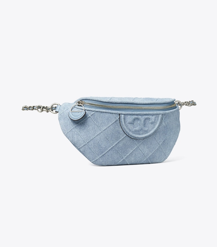 Fleming Soft Denim-Print Suede Belt Bag Denim Denim