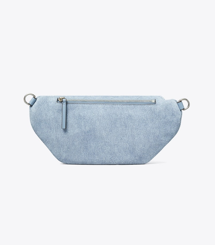 Fleming Soft Denim-Print Suede Belt Bag Denim Denim