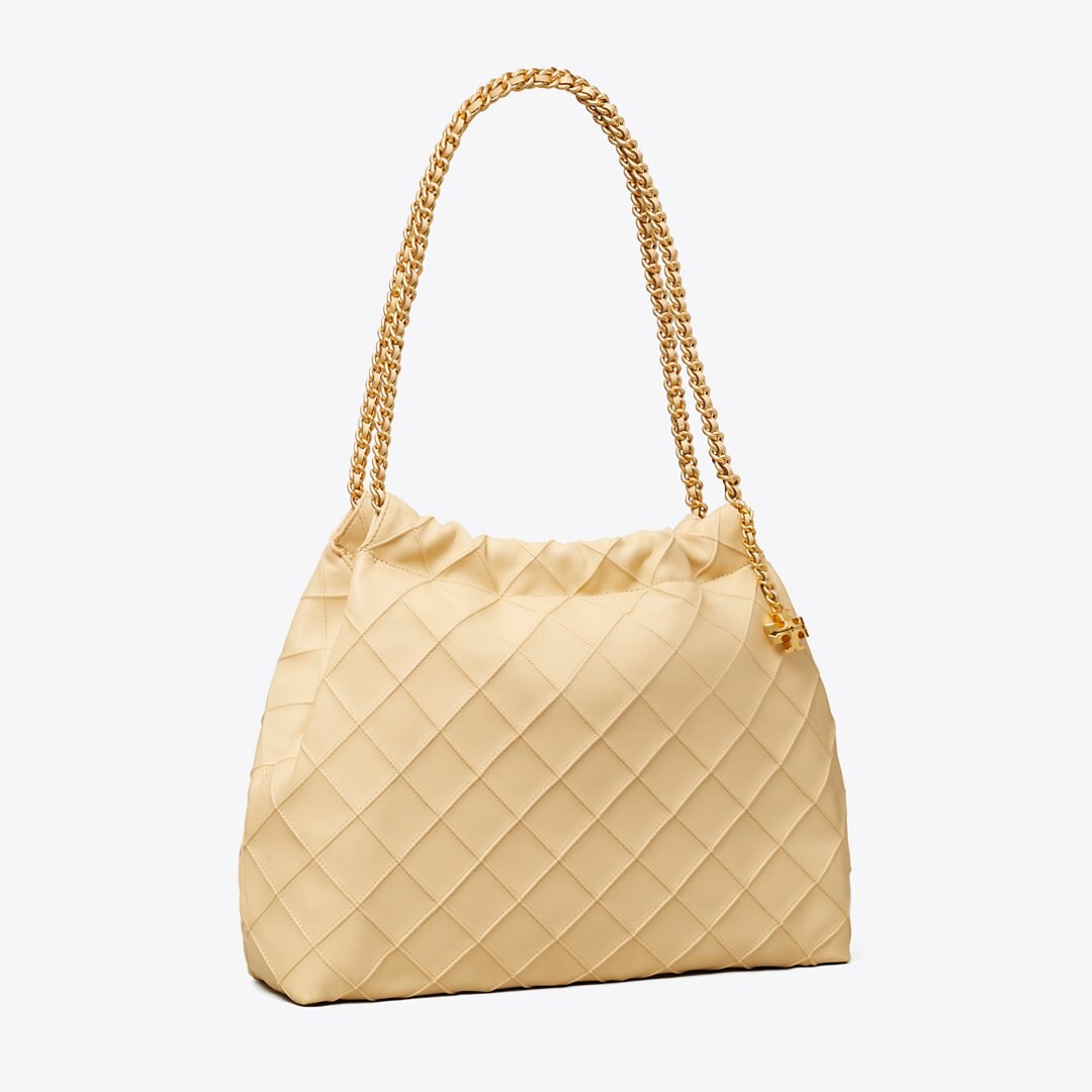 Tory Burch Fleming Soft Hobo Bag Vanilla Soft Serve