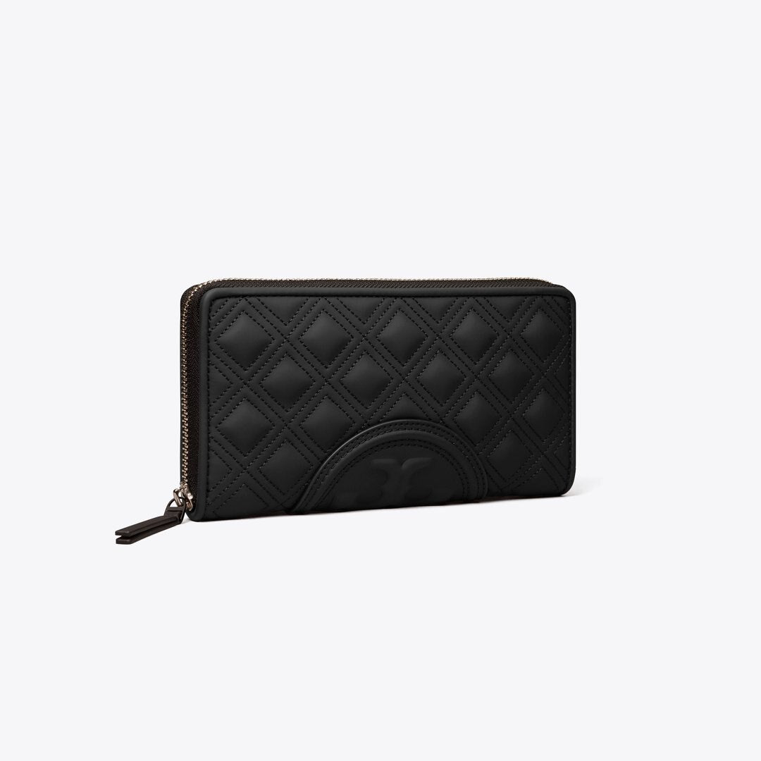 Tory Burch Fleming Soft Matte Zip Continental Wallet Black