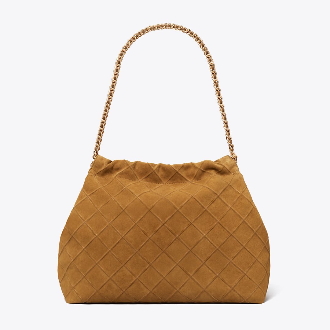 Tory Burch Fleming Soft Suede Hobo Bag CHICORY BROWN