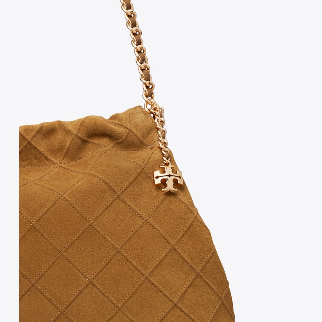 Tory Burch Fleming Soft Suede Hobo Bag CHICORY BROWN