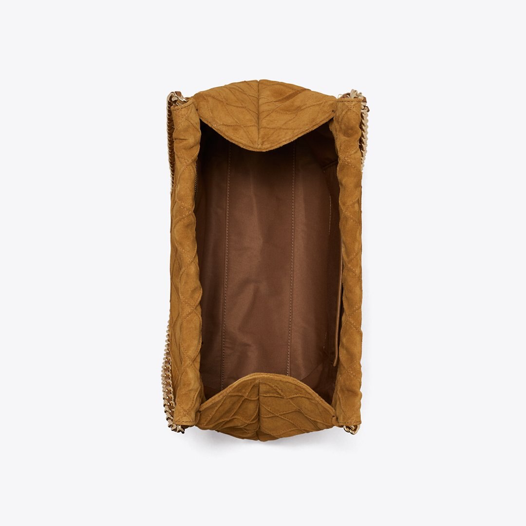 Tory Burch Fleming Soft Suede Hobo Bag CHICORY BROWN