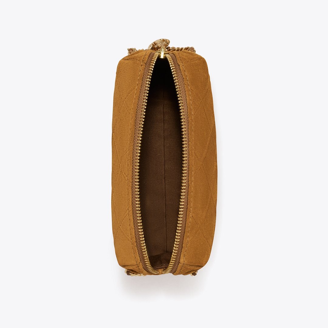 Tory Burch Fleming Suede Soft Crossbody Bag CHICORY BROWN