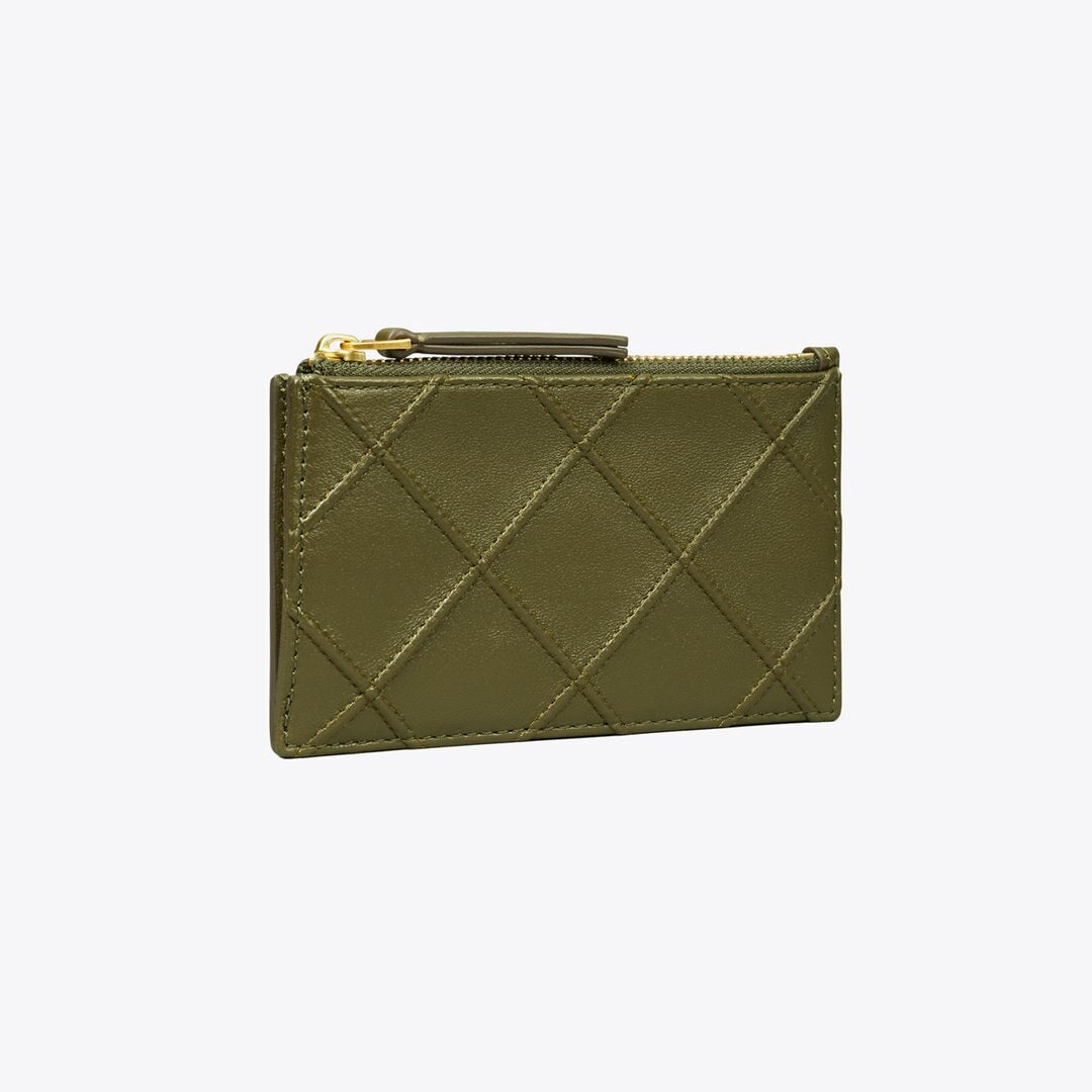 Tory Burch Fleming Zip Card Case Dark Olive